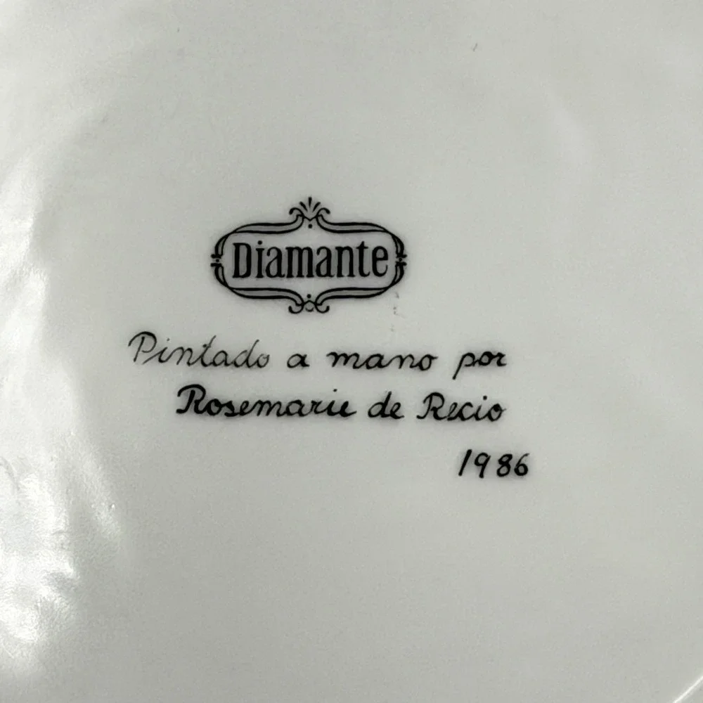 Vtg Diamante Hand Painted Butterfly Flower Floral Porcelain Plate Gold 1986 10in